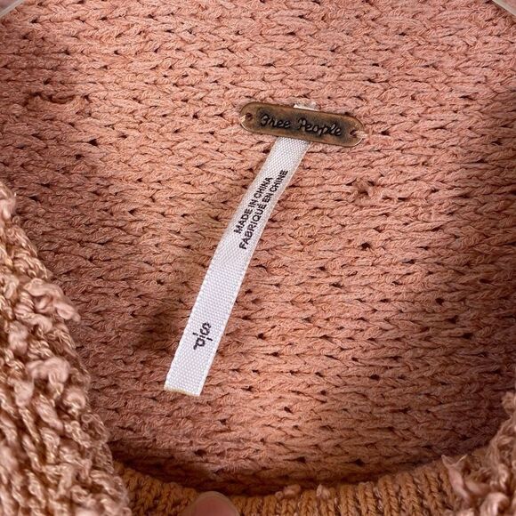 Free People Cuddle Up Peachy Pink Oversized Chunky Knit Mockneck Sweater - Picture 7 of 8